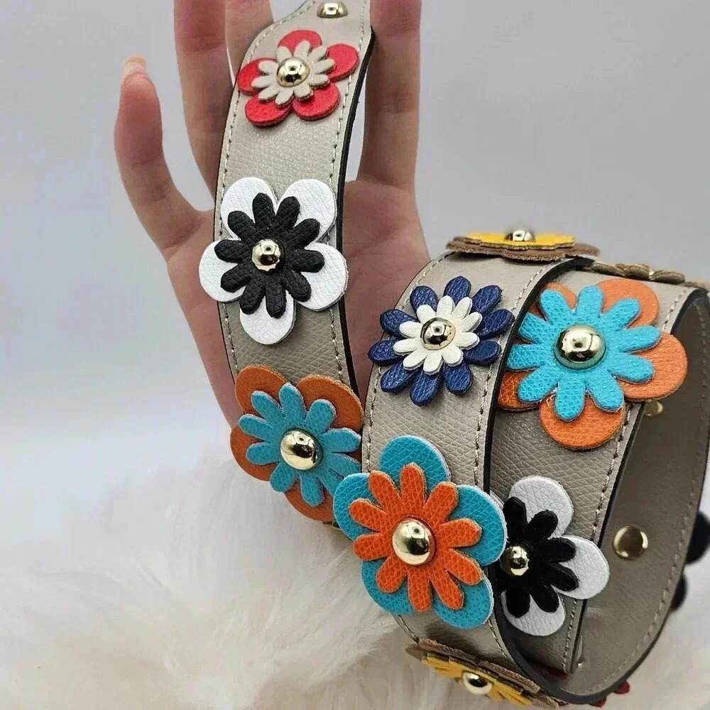 💯% Genuine Leather in Beige Floral Bag Strap